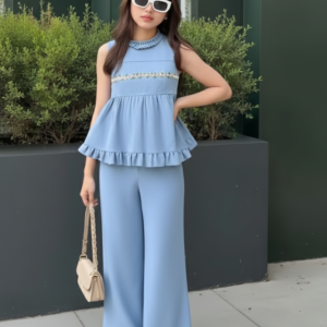 Conjunto Blusa Sin Manga (Light Blue)